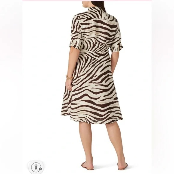 Lauren Ralph Lauren linen Zebra Shirt Dress size 10P‎ - Picture 2 of 8